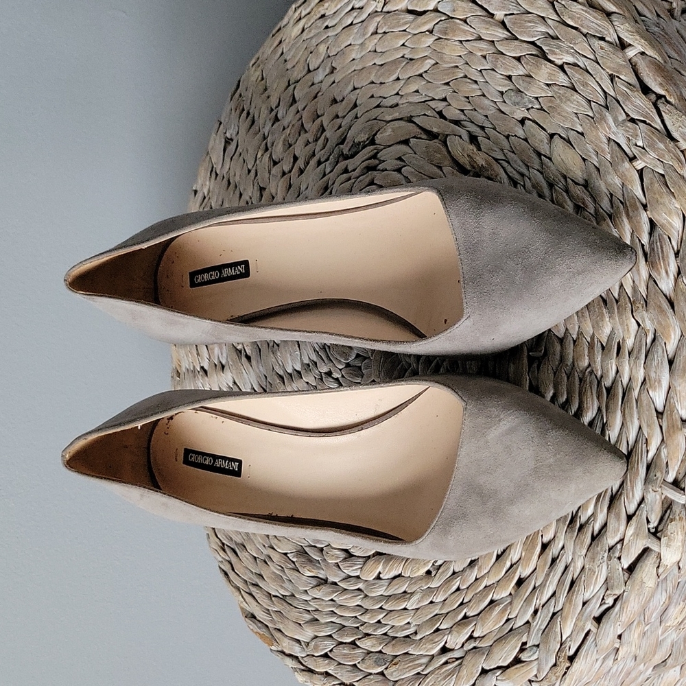 Grey suede kitten heel